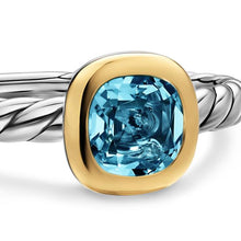 Load image into Gallery viewer, DY Mercer Color Cable Ring in Sterling Silver with 14K Yellow Gold and Hampton Blue Topaz, 5.5mm