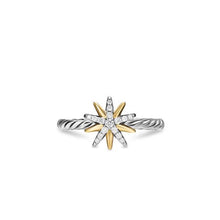 Load image into Gallery viewer, Starburst Ring in Sterling Silver with 18K Yellow Gold and Diamonds, 10.6mm