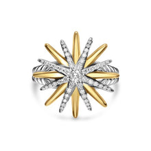 Load image into Gallery viewer, Starburst Ring in Sterling Silver with 18K Yellow Gold and Diamonds, 20.7mm
