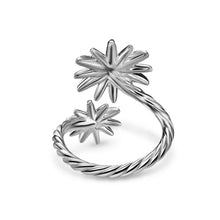 Load image into Gallery viewer, Starburst Bypass Ring in Sterling Silver with 18K Yellow Gold and Diamonds, 24.6mm