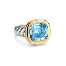 Load image into Gallery viewer, DY Mercer Color Stone Ring in Sterling Silver with 14K Yellow Gold and Sky Blue Topaz, 13.5mm