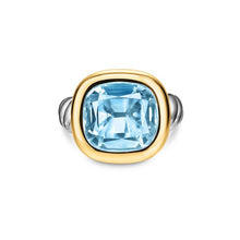 Load image into Gallery viewer, DY Mercer Color Stone Ring in Sterling Silver with 14K Yellow Gold and Sky Blue Topaz, 13.5mm