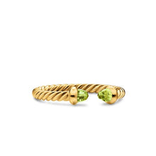 Load image into Gallery viewer, Micro Cablespira Flex Open Ring in 18K Yellow Gold with Peridot, 2.5mm