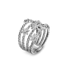 Load image into Gallery viewer, Petite Starburst Multi Row Ring in Sterling Silver with Diamonds, 19.4mm