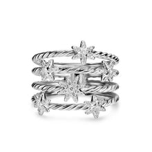 Load image into Gallery viewer, Petite Starburst Multi Row Ring in Sterling Silver with Diamonds, 19.4mm