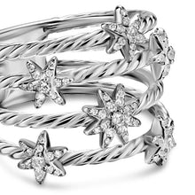 Load image into Gallery viewer, Petite Starburst Multi Row Ring in Sterling Silver with Diamonds, 19.4mm