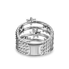 Load image into Gallery viewer, Petite Starburst Multi Row Ring in Sterling Silver with Diamonds, 19.4mm