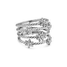 Load image into Gallery viewer, Petite Starburst Multi Row Ring in Sterling Silver with Diamonds, 19.4mm
