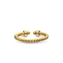 Load image into Gallery viewer, Micro Cablespira Flex Open Ring in 18K Yellow Gold with Pav Diamond Domes, 2.5mm