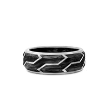 Load image into Gallery viewer, Forged Carbon Band Ring in 18K White Gold, 8.5mm