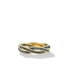 Load image into Gallery viewer, DY Helios Band Ring in 18K Yellow Gold with Forged Carbon, 6mm