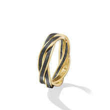 Load image into Gallery viewer, DY Helios Band Ring in 18K Yellow Gold with Forged Carbon, 6mm
