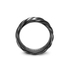 Load image into Gallery viewer, Sculpted Cable Band Ring in Black Titanium, 9mm