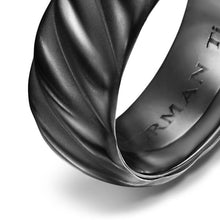 Load image into Gallery viewer, Sculpted Cable Band Ring in Black Titanium, 9mm