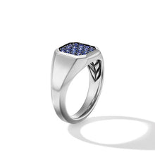 Load image into Gallery viewer, Streamline Signet Ring in Sterling Silver with Blue Sapphires, 14mm