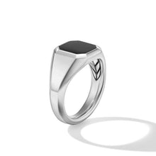 Load image into Gallery viewer, Streamline Signet Ring in Sterling Silver with Black Onyx, 14mm