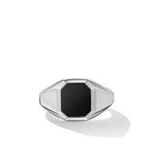 Load image into Gallery viewer, Streamline Signet Ring in Sterling Silver with Black Onyx, 14mm