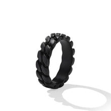 Load image into Gallery viewer, Curb Chain Band Ring in Black Titanium, 6mm