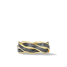 Load image into Gallery viewer, DY Helios Band Ring in 18K Yellow Gold with Forged Carbon, 9mm