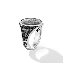 Load image into Gallery viewer, Petrvs Wolf Signet Ring in Sterling Silver with Black Diamonds, 21.5mm