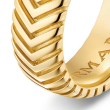 Load image into Gallery viewer, Chevron Band Ring in 18K Yellow Gold, 8mm