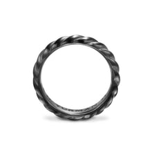 Load image into Gallery viewer, Sculpted Cable Band Ring in Black Titanium, 5mm