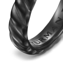 Load image into Gallery viewer, Sculpted Cable Band Ring in Black Titanium, 5mm