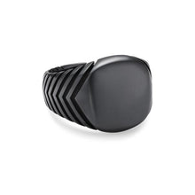 Load image into Gallery viewer, Chevron Signet Ring in Black Titanium, 18mm