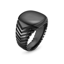 Load image into Gallery viewer, Chevron Signet Ring in Black Titanium, 18mm