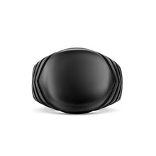 Load image into Gallery viewer, Chevron Signet Ring in Black Titanium, 18mm