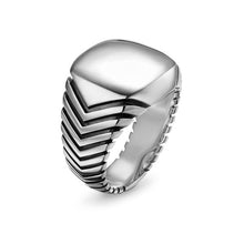 Load image into Gallery viewer, Chevron Signet Ring in Sterling Silver, 18mm