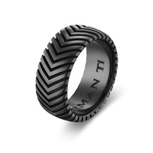 Load image into Gallery viewer, Chevron Band Ring in Black Titanium, 10mm