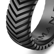 Load image into Gallery viewer, Chevron Band Ring in Black Titanium, 10mm
