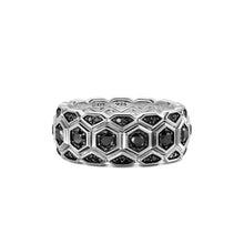 Load image into Gallery viewer, Hex Stack Ring in Sterling Silver with Black Diamonds, 9.3mm