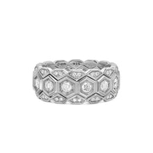 Load image into Gallery viewer, Hex Stack Ring in Sterling Silver with Diamonds, 9.3mm