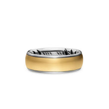 Load image into Gallery viewer, Streamline Band Ring in Sterling Silver with 18K Yellow Gold, 7.6mm