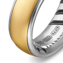 Load image into Gallery viewer, Streamline Band Ring in Sterling Silver with 18K Yellow Gold, 7.6mm