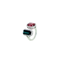Load image into Gallery viewer, Royal Collection Pink and Green Tourmaline Bypass Ring