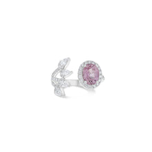 Load image into Gallery viewer, Royal Collection 14K White Gold 2.29 CT Oval Pink Sapphire & 0.78 CT Diamond Bypass Ring