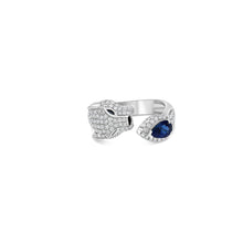 Load image into Gallery viewer, Royal Collection 14K White Gold Panther Bypass Ring with 1.31 CT Sapphire & 1.25 CT Diamonds