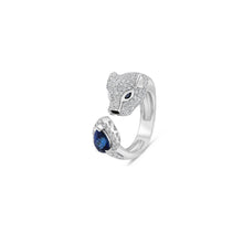 Load image into Gallery viewer, Royal Collection 14K White Gold Panther Bypass Ring with 1.31 CT Sapphire & 1.25 CT Diamonds