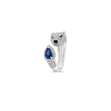 Load image into Gallery viewer, Royal Collection 14K White Gold Panther Bypass Ring with 1.31 CT Sapphire & 1.25 CT Diamonds