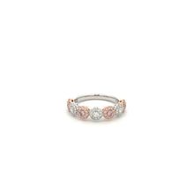 Load image into Gallery viewer, Royal Collection Alternating Pink and White Diamond Cluster Ring — White Gold