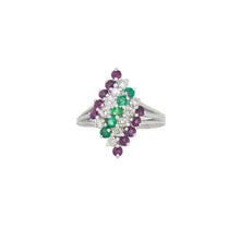 Load image into Gallery viewer, Royal Estate Multi Row Diamond Ruby & Emerald Ring