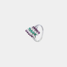 Load image into Gallery viewer, Royal Estate Multi Row Diamond Ruby & Emerald Ring