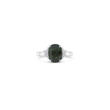 Load image into Gallery viewer, Royal Collection Platinum 3.45 CT Green/Blue Natural Sapphire & Half Moon Diamond Ring