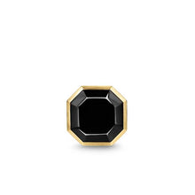 Load image into Gallery viewer, Streamline Shirt Studs in Sterling Silver with 14K Yellow Gold with Black Onyx, 11mm