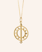 Load image into Gallery viewer, Monica Rich Kosann "Time is Precious" Open Sundial 18K Gold Necklace with Diamond Tip