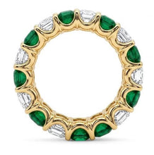 Load image into Gallery viewer, Royal Collection 18K Yellow Gold Emerald & Diamond Eternity Band