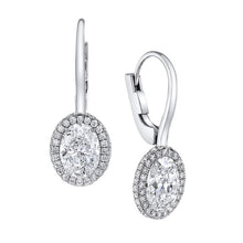 Load image into Gallery viewer, Royal Collection 18K White Gold 3.56 CTW Oval Cut Diamond Two-Sided Pave Halo Drop Earrings